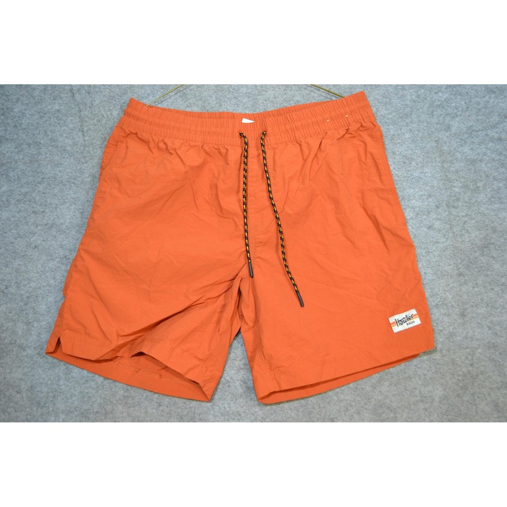 Howler Brothers Swim Shorts Mens M Orange Nylon Elastic Waist Pockets Casual